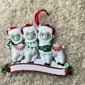 Personalize Sheep Family Christmas Ornament Resin Glass Glitter Santa hats 4”